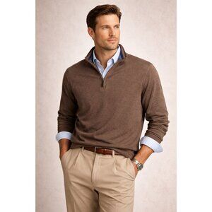 Brooks Brothers Country Club XL Quarter Zip Pullover Brown Supima Cotton